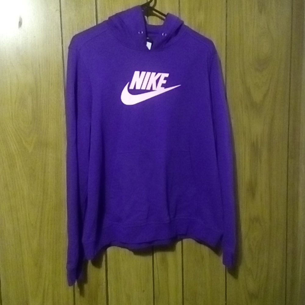 Nike Blue Hoodie with Pink Logo, Missing Hood String